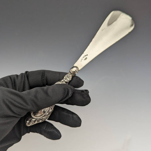 1915 British Antique Pure Silver Handle Shoehorn Shoehorn G and C Ltd